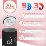 Personalized Black 20 oz Tumbler with Straw