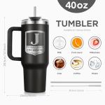 Personalized 40oz Tumbler for Men with Straw