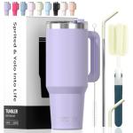 40 oz Insulated Tumbler with Handle and Straw