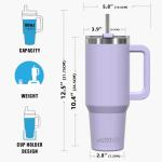 40 oz Insulated Tumbler with Handle and Straw