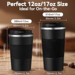 Insulated 12 oz Travel Coffee Tumbler - Black