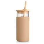 20 oz Amber Glass Tumbler with Lid & Straw