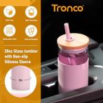 20 oz Amber Glass Tumbler with Lid & Straw