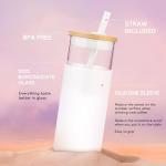 20 oz Amber Glass Tumbler with Lid & Straw