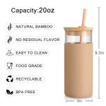 20 oz Amber Glass Tumbler with Lid & Straw