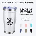 Personalized 20oz Stainless Steel Tumbler with Straw