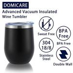 Personalized Black Stainless Steel Wine Tumblers Set