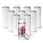 10 Pack 20 OZ Skinny Sublimation Tumblers with Straws