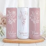 Custom Birth Flower Tumbler Set of 3