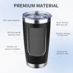 20oz Insulated Black Travel Coffee Tumbler