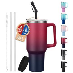 40 oz Leak-proof Tumbler with Handle and Straw