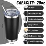 YEBTS 20 oz Stainless Steel Insulated Tumbler