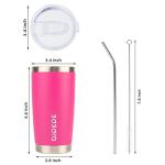 20 oz Pink Insulated Tumbler with Lid and Straw