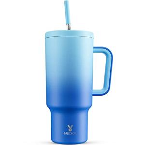 Meoky 40oz Insulated Tumbler with Handle and Straw
