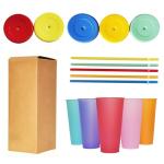 Color Changing 24oz Tumblers, 5 Pack with Straws