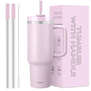 40 oz Insulated Tumbler with Handle & Straw