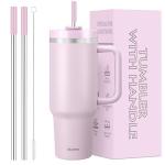 40 oz Insulated Tumbler with Handle & Straw