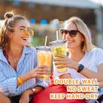 Zukro 32 oz Clear Acrylic Insulated Tumblers with Straws