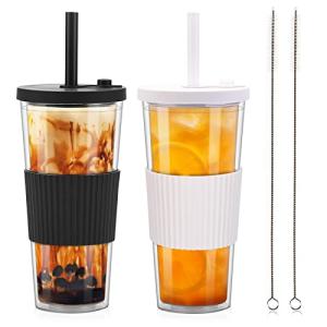2 Pack 24oz Reusable Boba Tea Tumblers