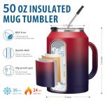 VICKNIY 50oz Stainless Steel Tumbler with Straw