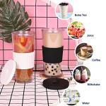 2 Pack 24oz Reusable Boba Tea Tumblers