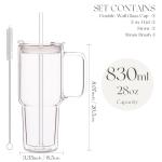 28oz Double Wall Glass Tumblers with Straws