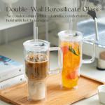 28oz Double Wall Glass Tumblers with Straws