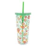 Martha Stewart Floral Double Wall Travel Tumbler