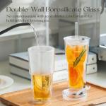 20oz Double Wall Glass Tumblers with Lids & Straws