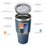 30 oz Navy Blue Insulated Tumbler with Straw