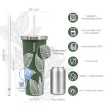 Bzyoo 24oz Insulated Tumbler with Straw - Leaf Green
