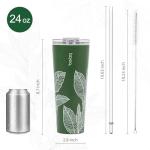Bzyoo 24oz Insulated Tumbler with Straw - Leaf Green
