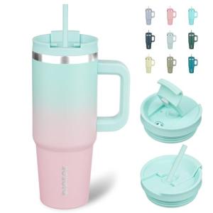 30 oz Stainless Steel Tumbler with Handle and Straws