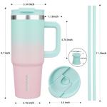 30 oz Stainless Steel Tumbler with Handle and Straws