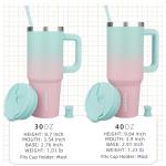 30 oz Stainless Steel Tumbler with Handle and Straws