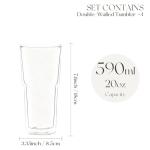 20oz Double Wall Glass Tumblers 4-Pack