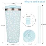 Light Blue Leopard 22oz Insulated Tumbler with Straw
