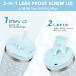 Light Blue Leopard 22oz Insulated Tumbler with Straw