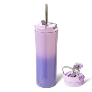 Insulated 18 oz Coffee Tumbler with Straw - Purple