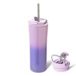 Insulated 18 oz Coffee Tumbler with Straw - Purple