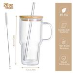 Greefun 20oz Insulated Glass Tumbler with Handle