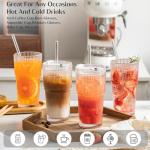 20 oz Ribbed Glass Tumblers with Lids & Straws