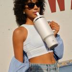 40 oz Stainless Steel Tumbler with Handle and Straw