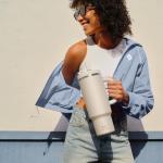 40 oz Stainless Steel Tumbler with Handle and Straw