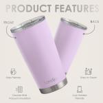 SANDJEST 20oz Purple Stainless Steel Travel Tumbler