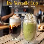 17oz Double Wall Glass Coffee Mugs - Set of 2