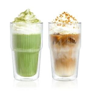 KEMORELA 2-Pack Double Wall Insulated Glass Tumblers