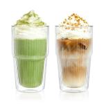 KEMORELA 2-Pack Double Wall Insulated Glass Tumblers