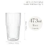 KEMORELA 2-Pack Double Wall Insulated Glass Tumblers