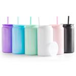 6 Pack Insulated Glass Tumblers with Lids and Straws